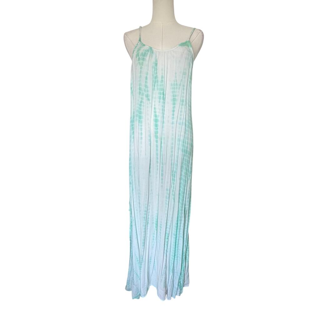 Raviya (S) Mint Green Tie Dye Strappy Open Back Maxi Dress Boho Beach Resort